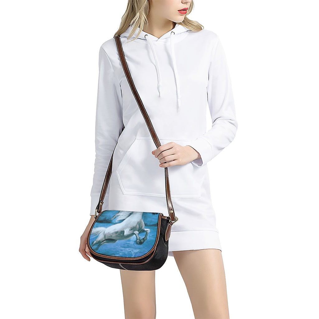 White Horse Painting Print Saddle Bag
