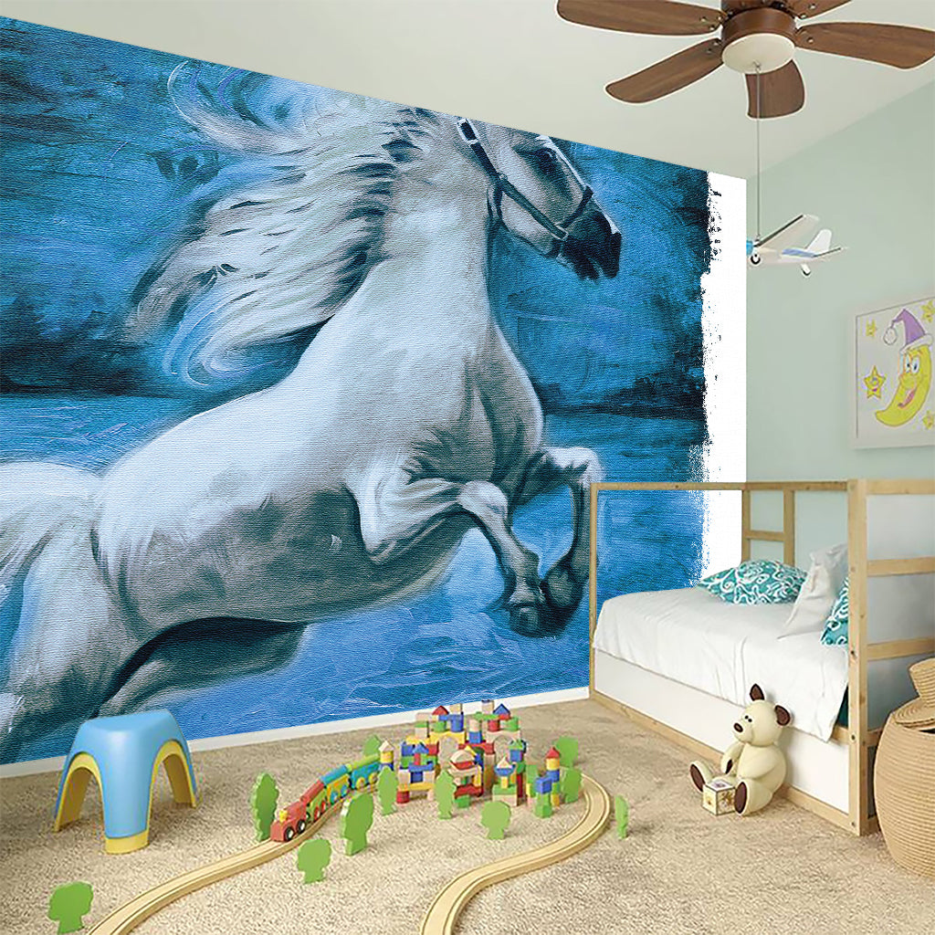 White Horse Painting Print Wall Sticker