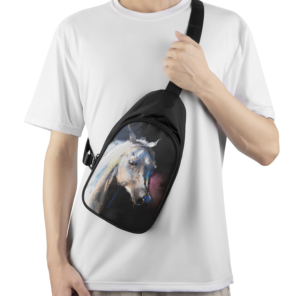 White Horse Portrait Print Chest Bag