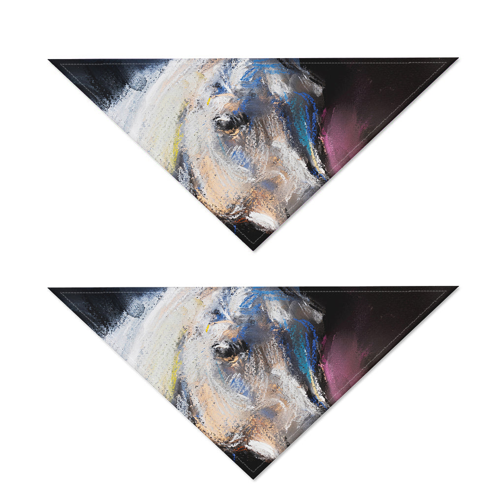 White Horse Portrait Print Dog Bandana