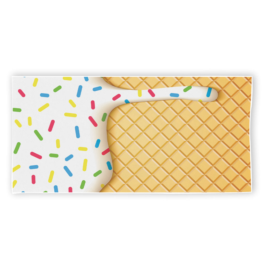 White Ice Cream Melted Print Beach Towel