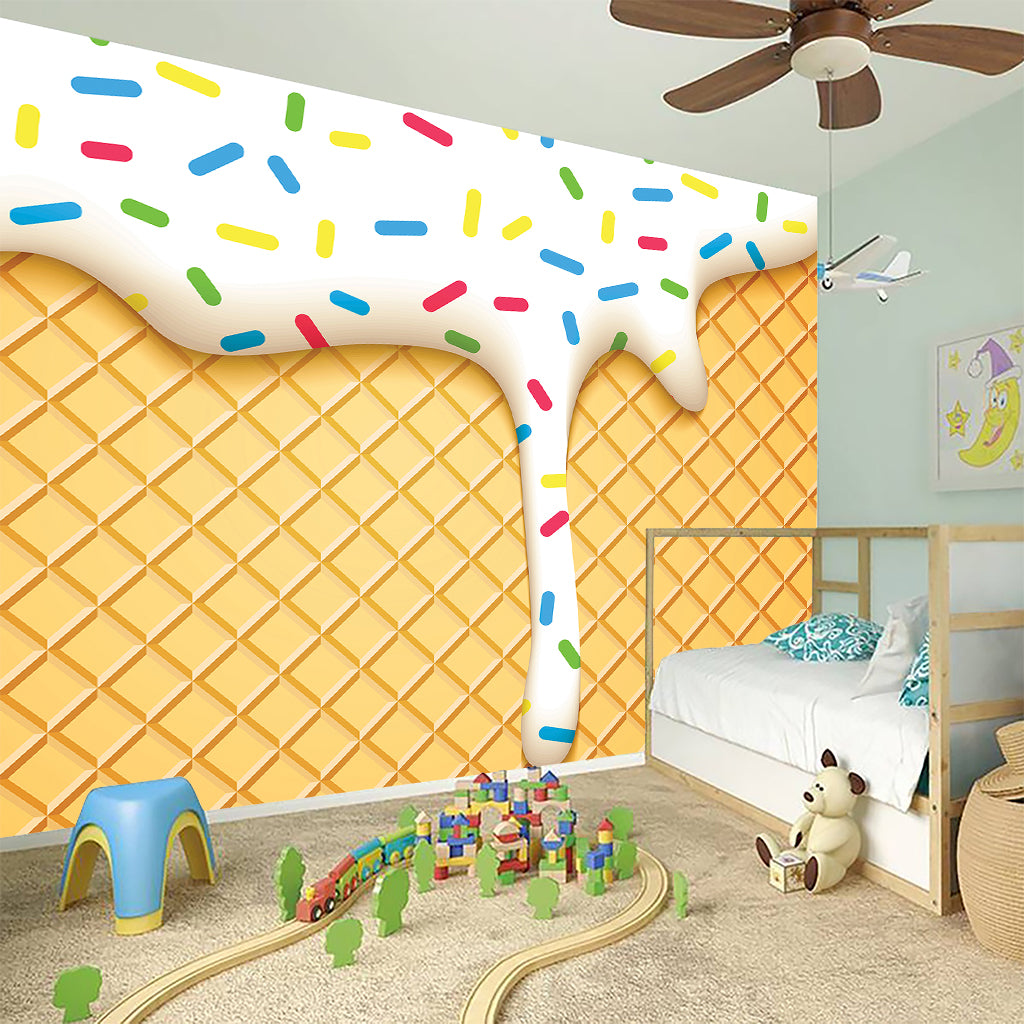 White Ice Cream Melted Print Wall Sticker