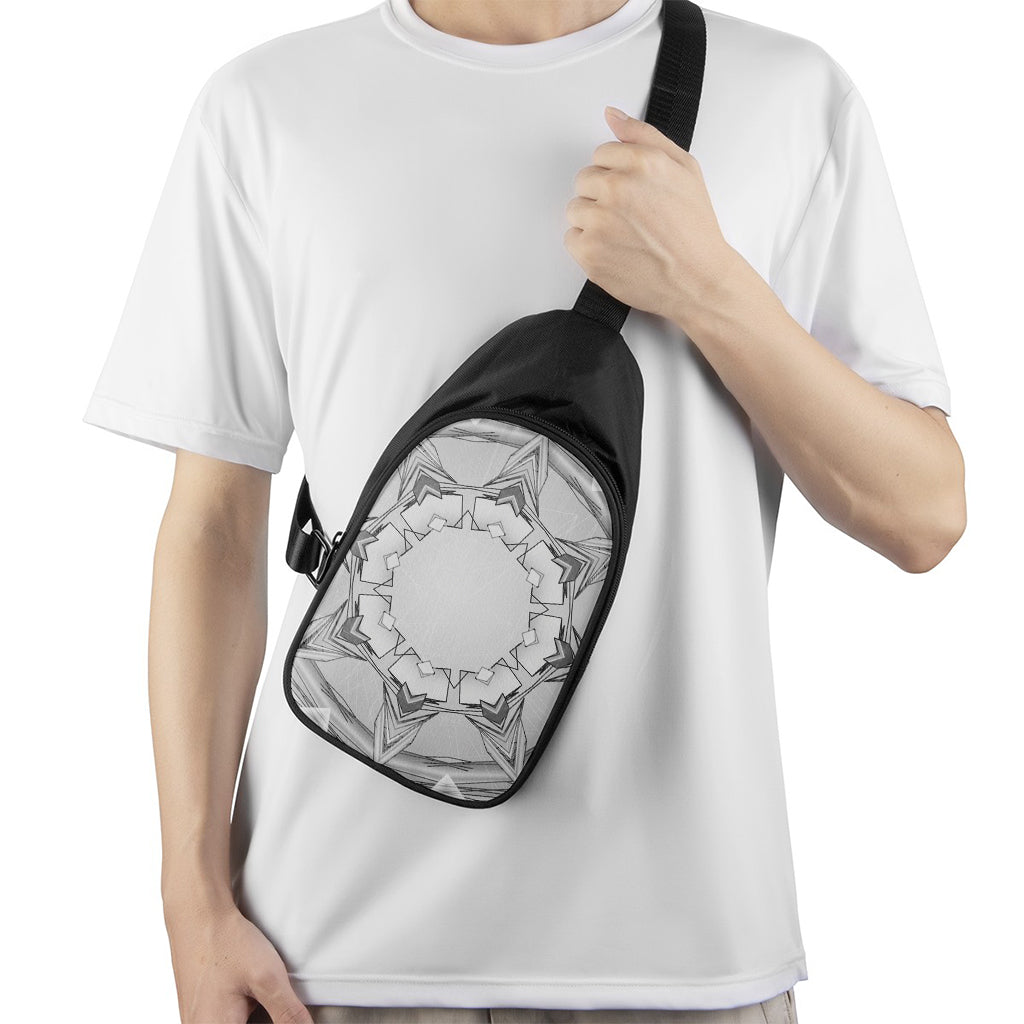 White Kaleidoscope Print Chest Bag