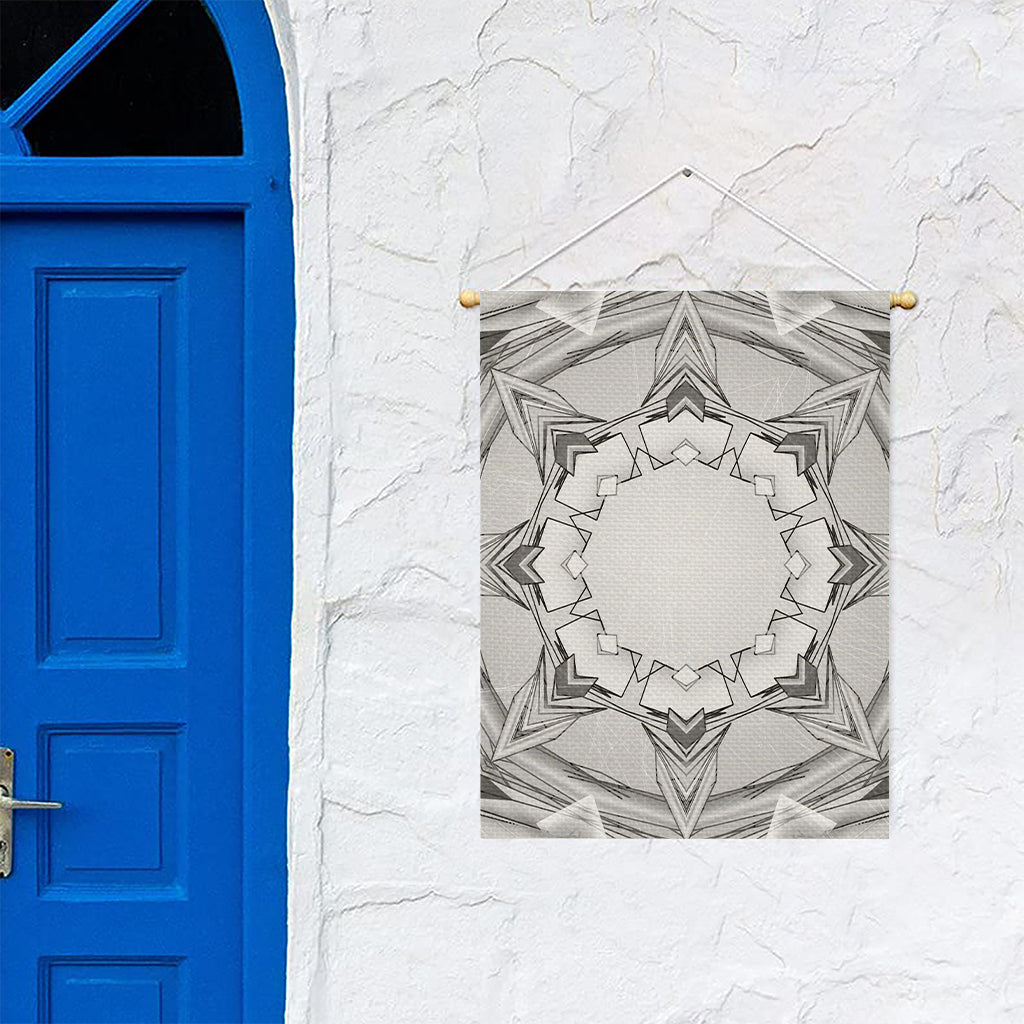 White Kaleidoscope Print Garden Flag