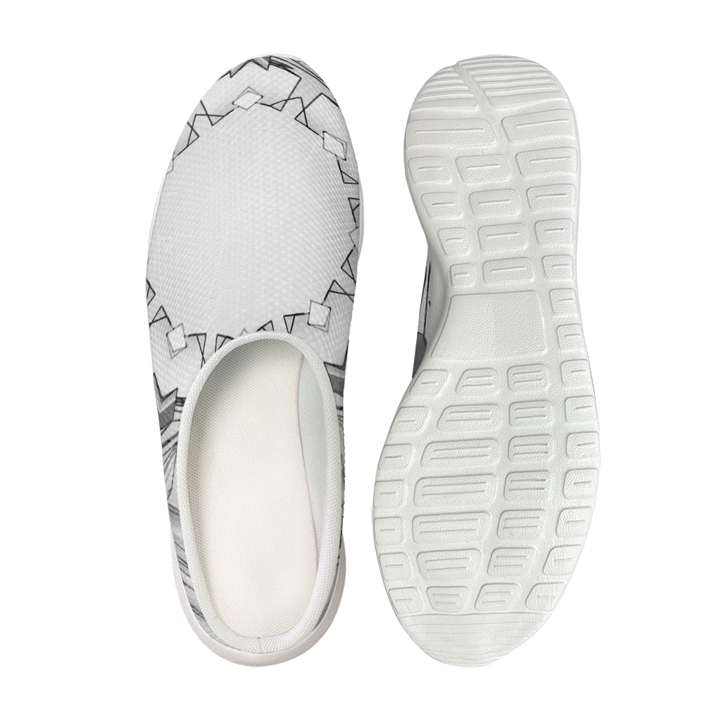 White Kaleidoscope Print Mesh Casual Shoes