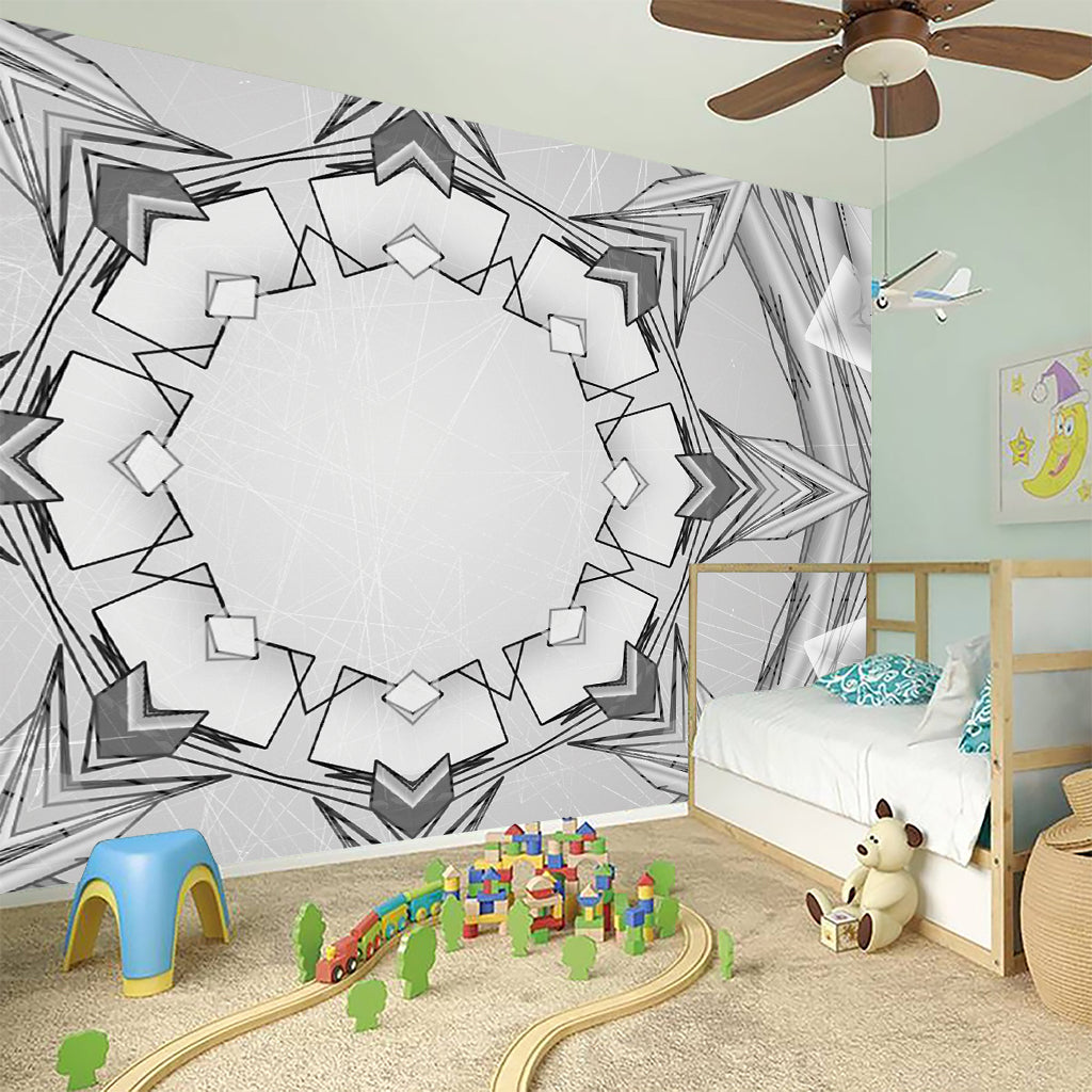 White Kaleidoscope Print Wall Sticker