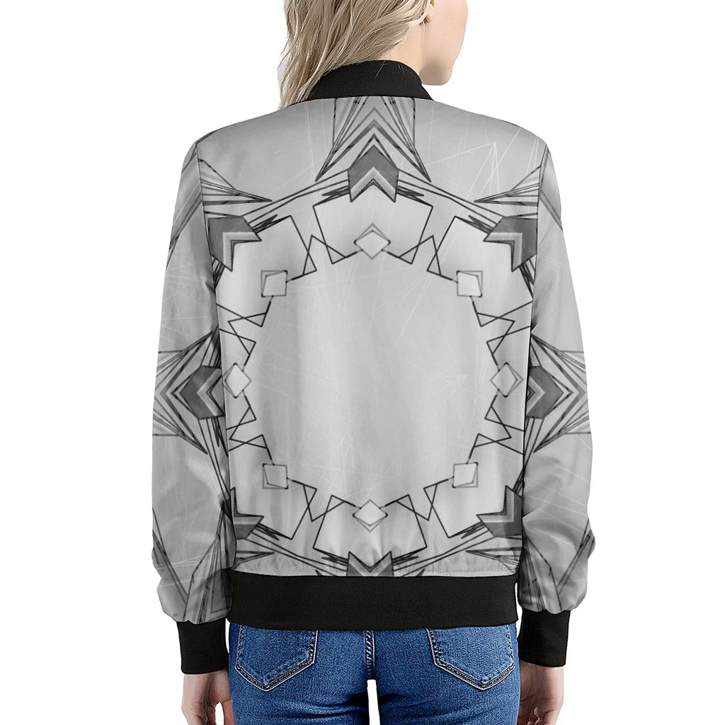White Kaleidoscope Print Women's Bomber Jacket