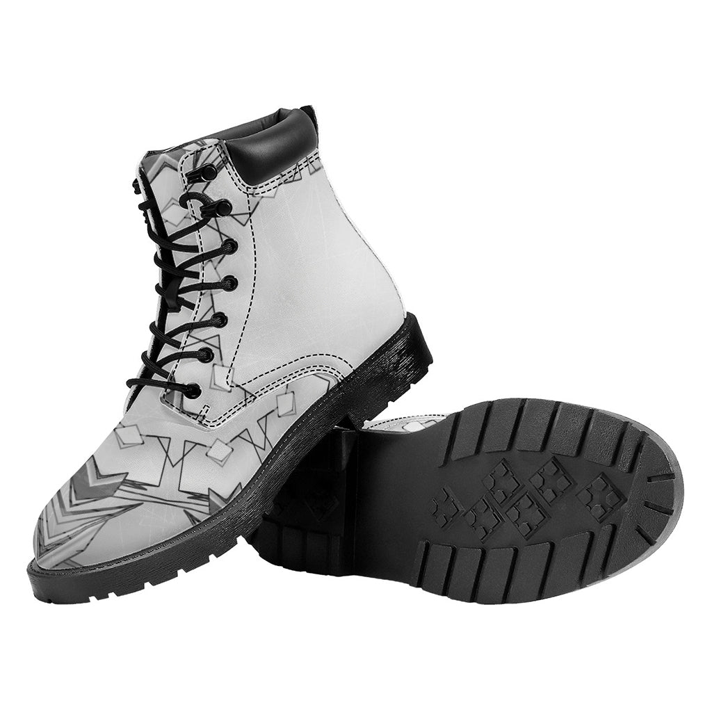 White Kaleidoscope Print Work Boots