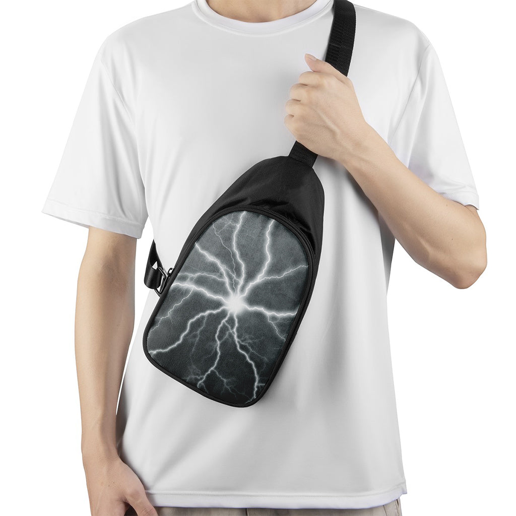 White Lightning Print Chest Bag