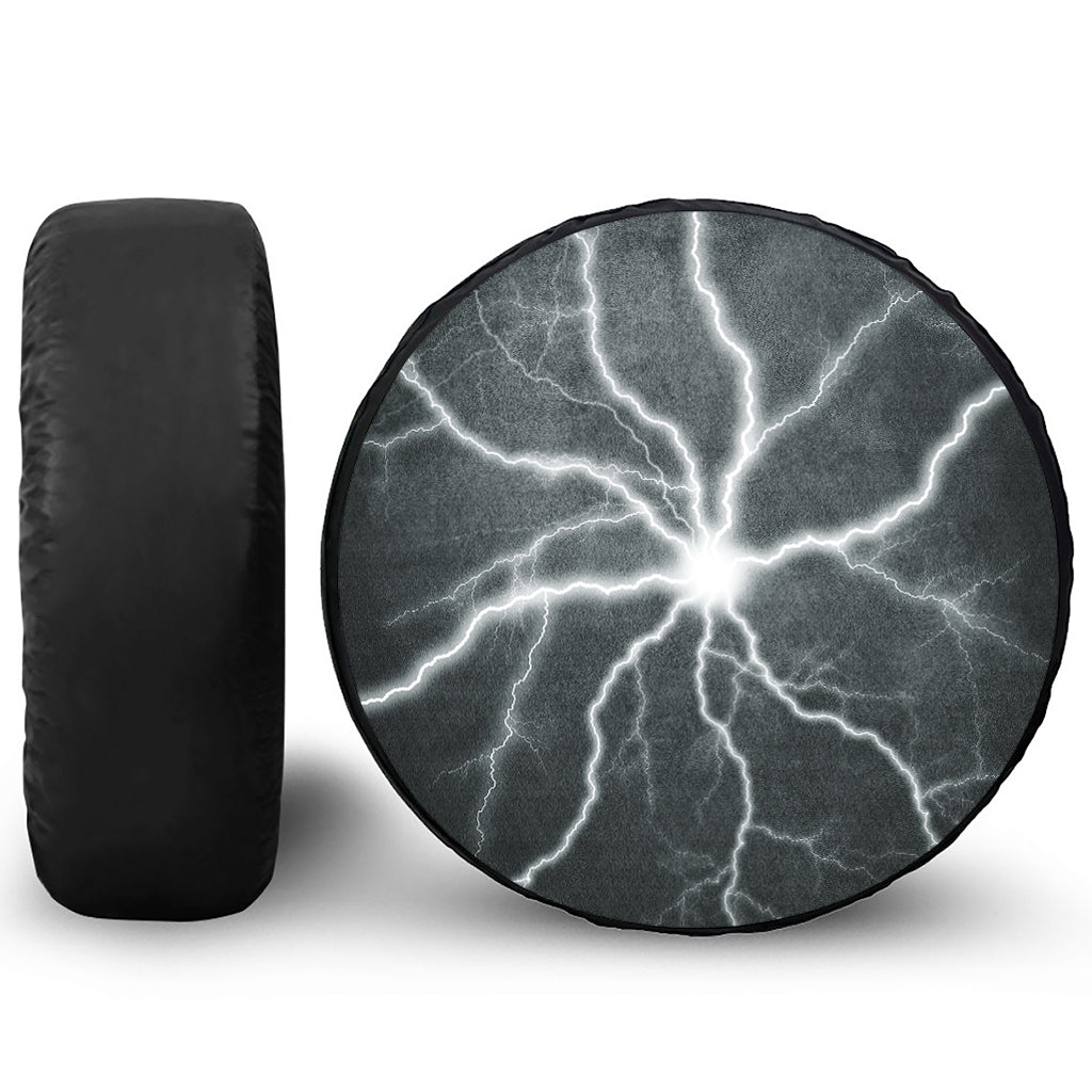 White Lightning Print Leather Spare Tire Cover