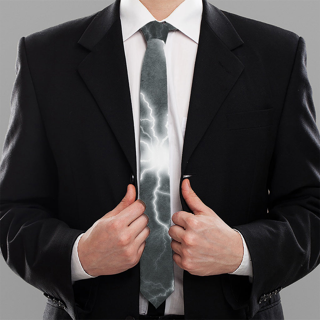 White Lightning Print Necktie
