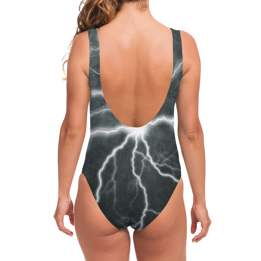 White Lightning Print One Piece Swimsuit