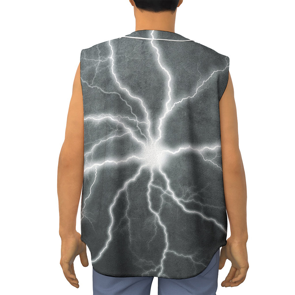 White Lightning Print Sleeveless Baseball Jersey