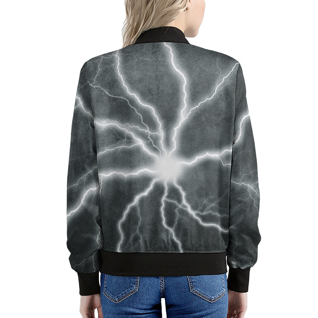 White Lightning Print Women's Bomber Jacket