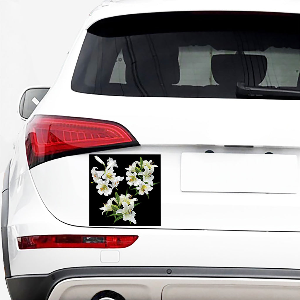 White Lily Print Car Sticker