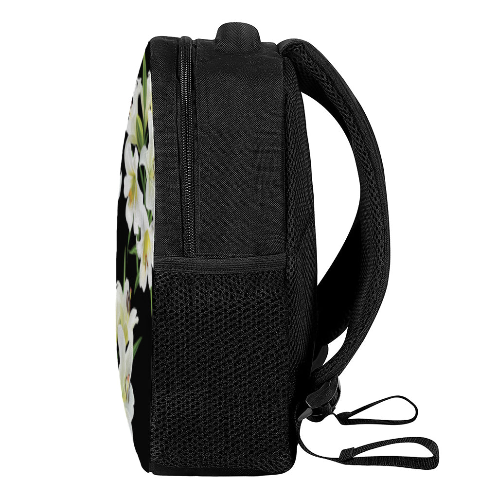 White Lily Print Casual Backpack