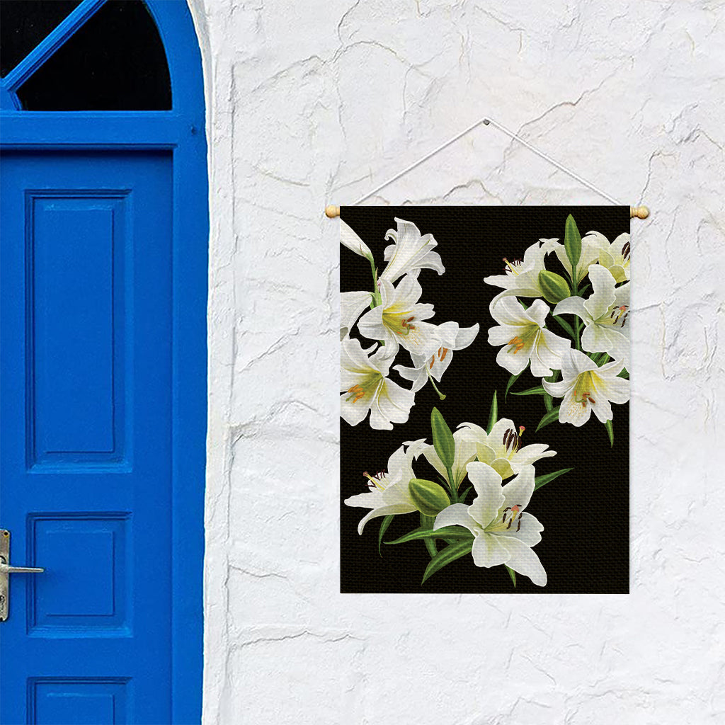 White Lily Print Garden Flag