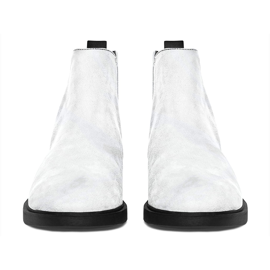 White Marble Print Flat Ankle Boots