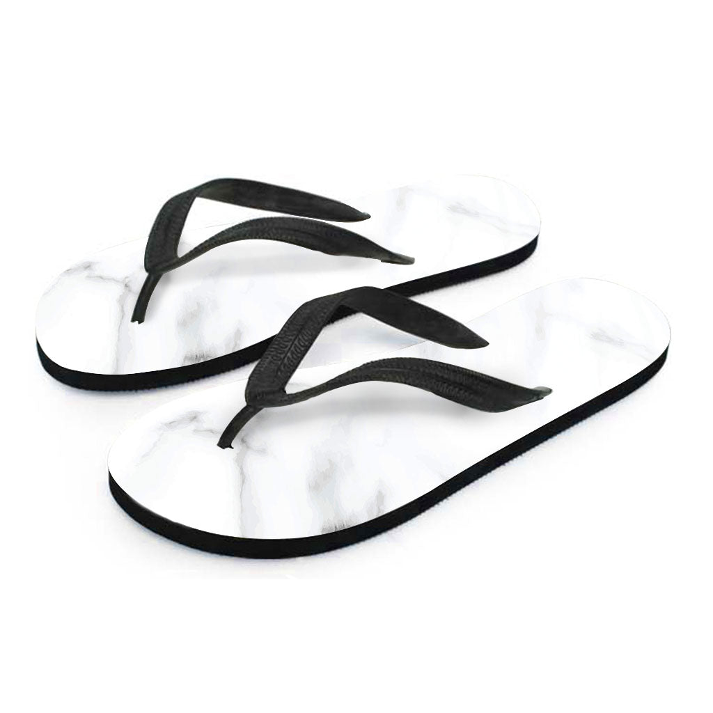 White Marble Print Flip Flops