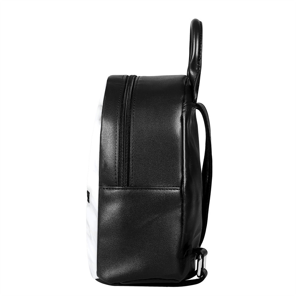 White Marble Print Leather Backpack