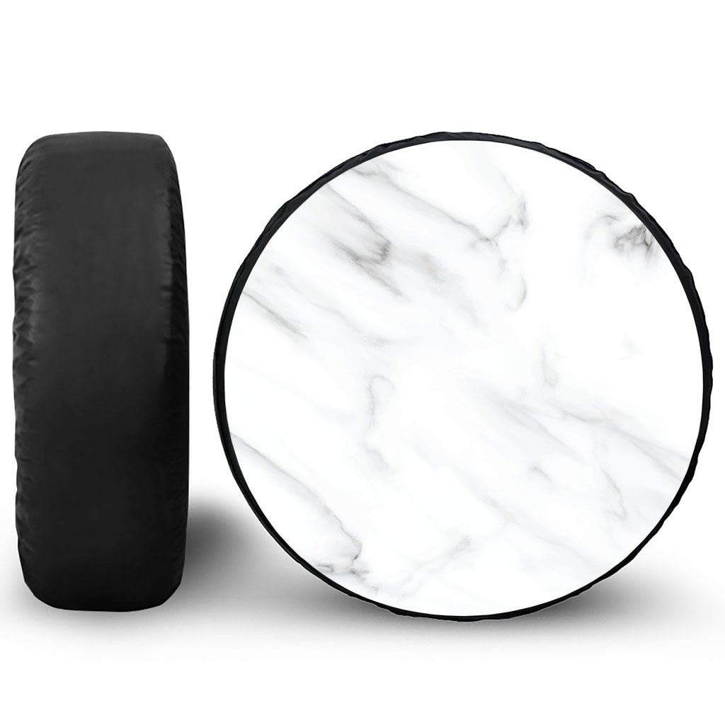 White Marble Print Leather Spare Tire Cover