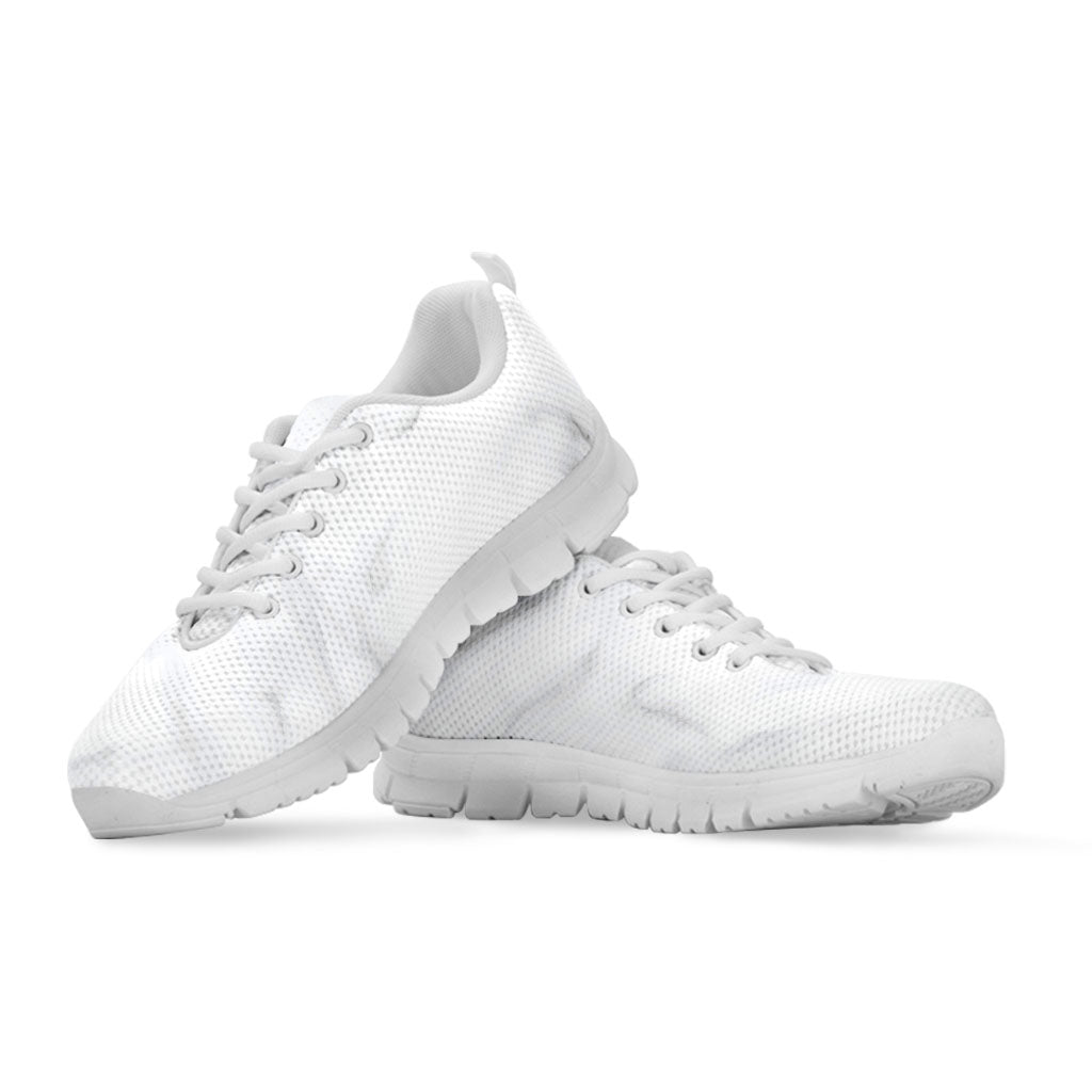 White Marble Print White Running Shoes