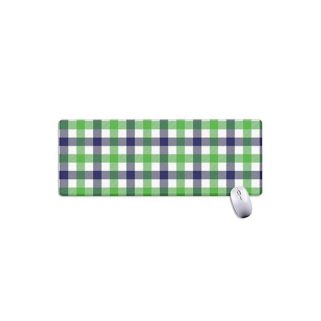 White Navy And Green Plaid Print Extended Mouse Pad