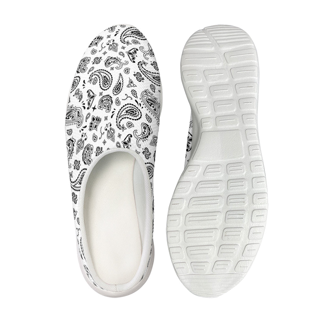 White Paisley Bandana Pattern Print Mesh Casual Shoes