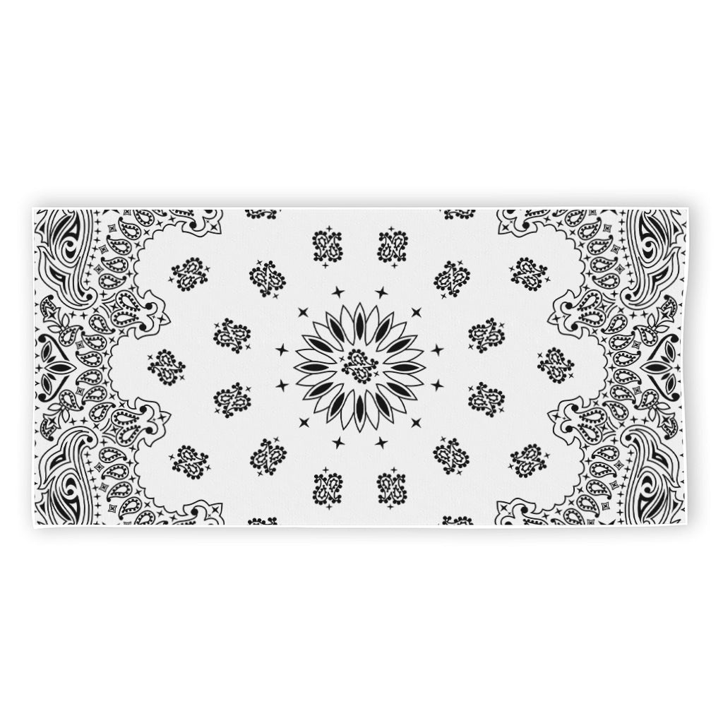 White Paisley Bandana Print Beach Towel