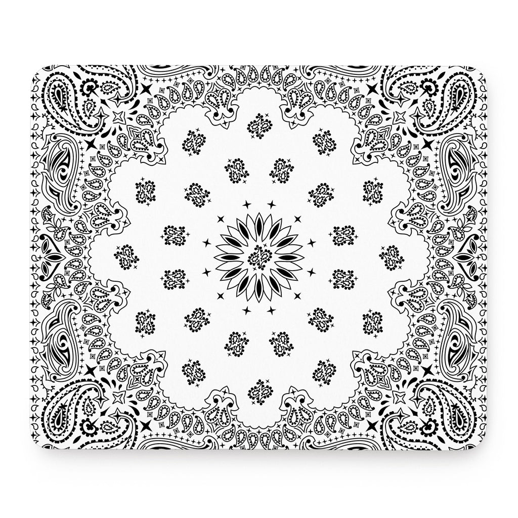 White Paisley Bandana Print Mouse Pad