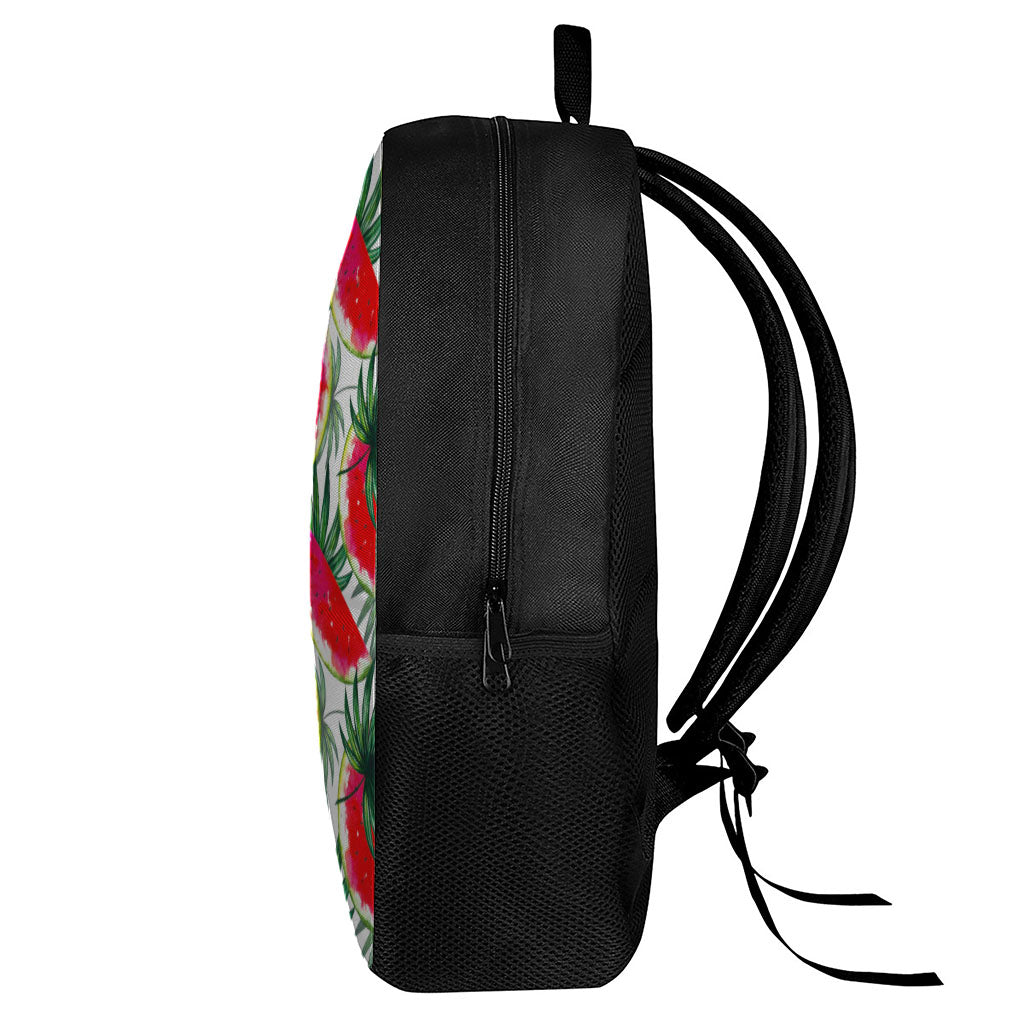 White Palm Leaf Watermelon Pattern Print 17 Inch Backpack