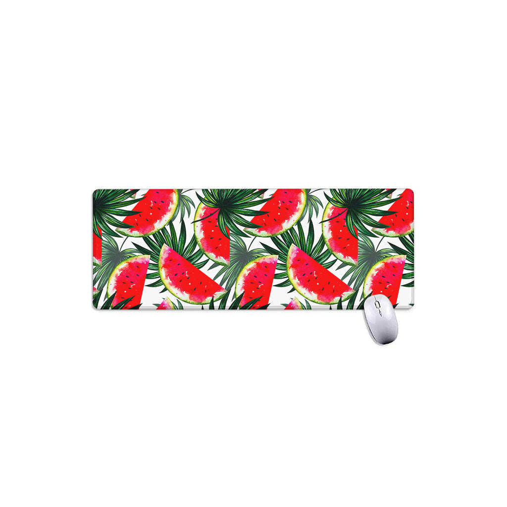 White Palm Leaf Watermelon Pattern Print Extended Mouse Pad