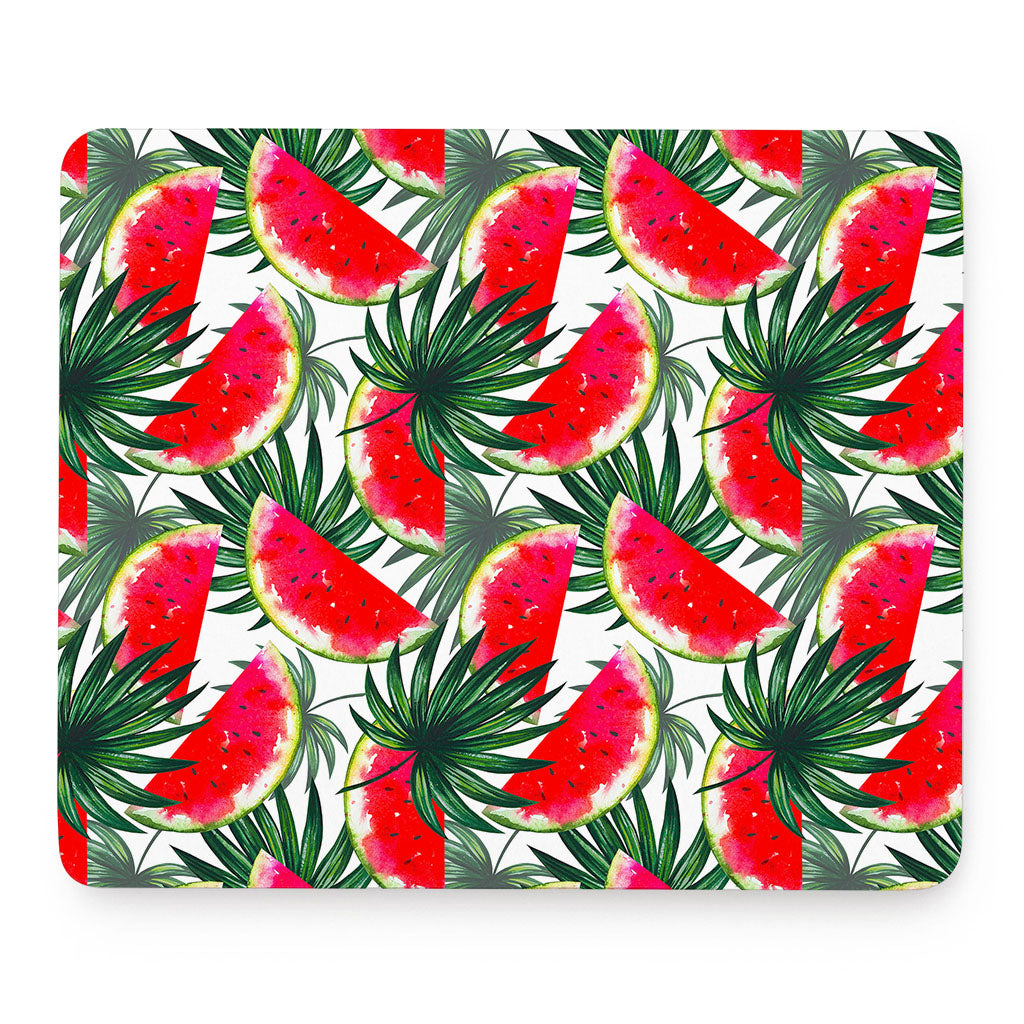 White Palm Leaf Watermelon Pattern Print Mouse Pad