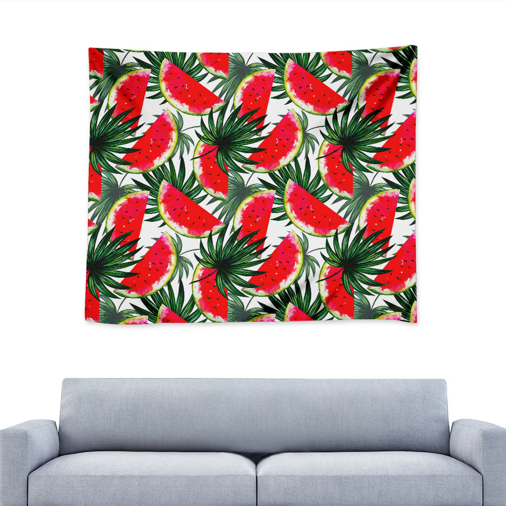 White Palm Leaf Watermelon Pattern Print Tapestry