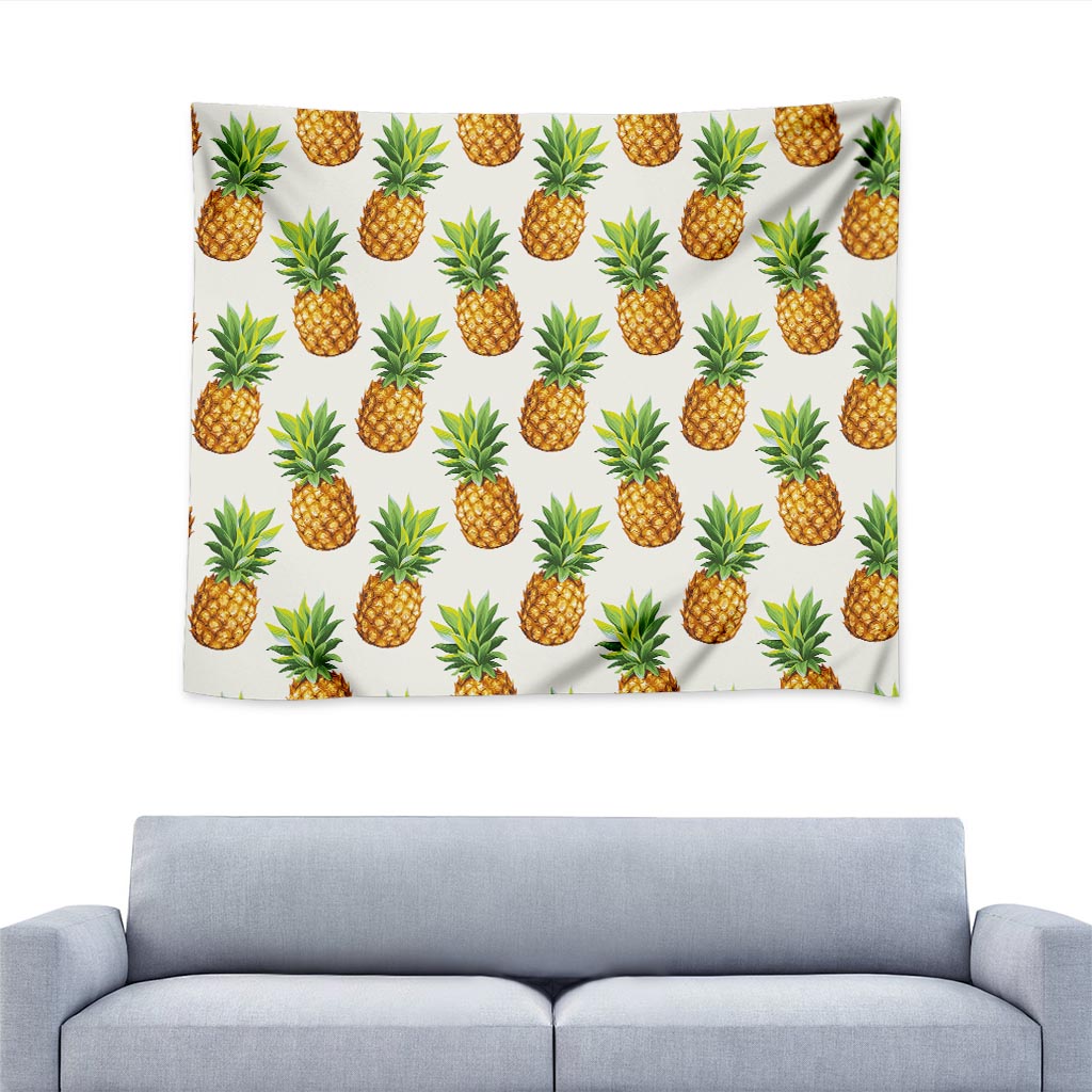 White Pineapple Pattern Print Tapestry