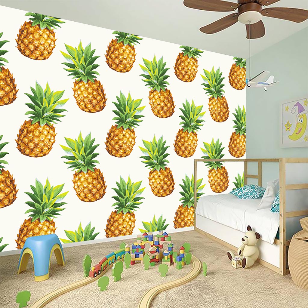 White Pineapple Pattern Print Wall Sticker
