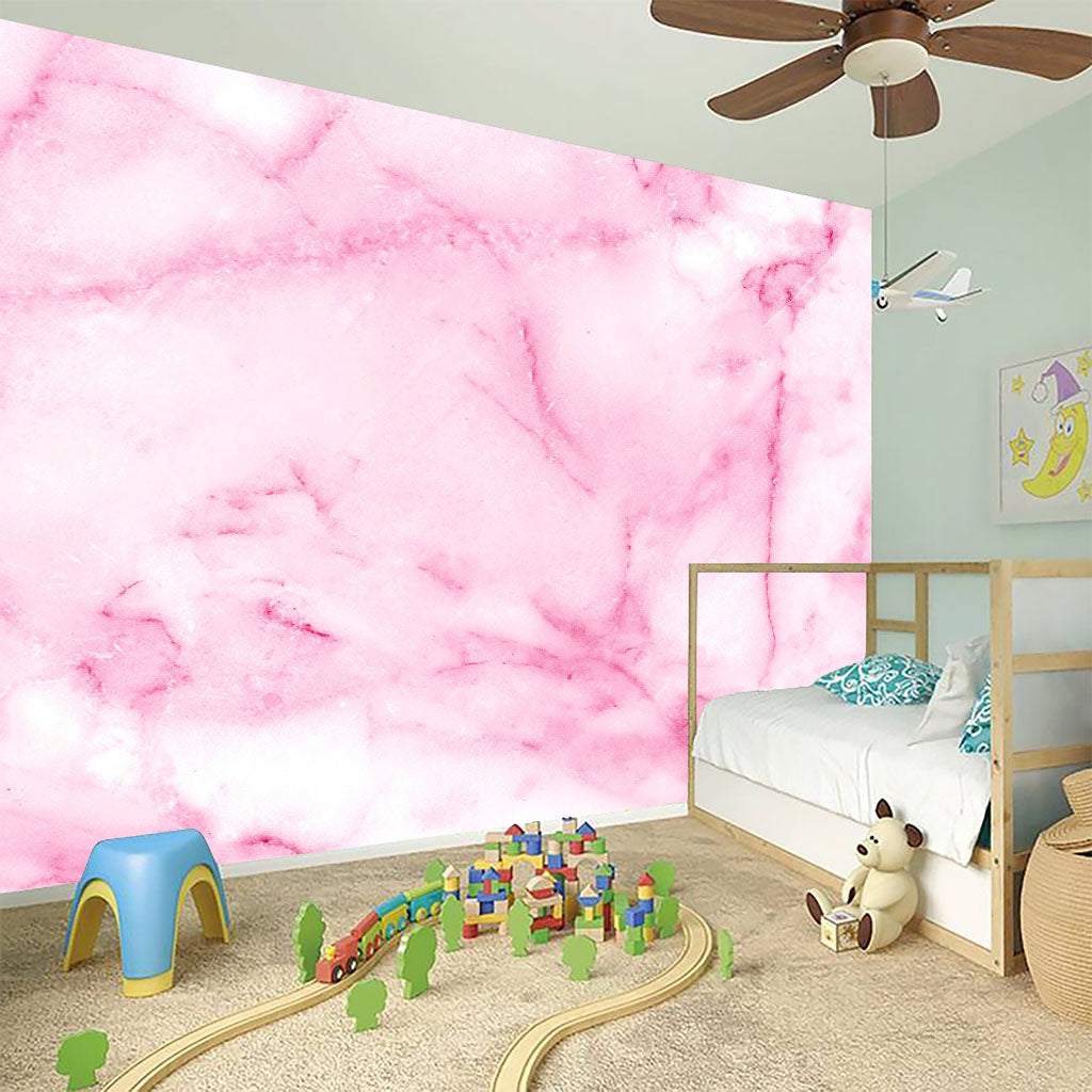 White Pink Marble Print Wall Sticker