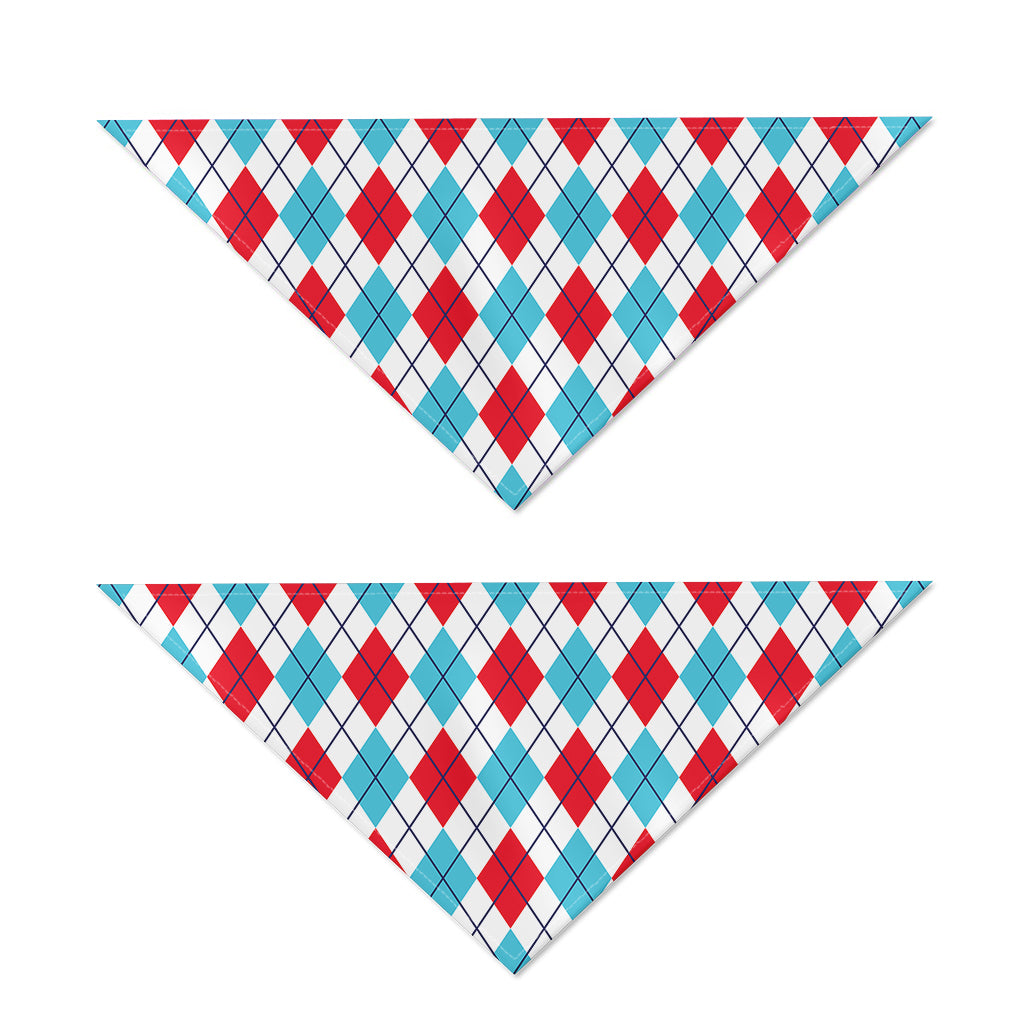 White Red And Blue Argyle Pattern Print Dog Bandana