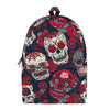 White Red Sugar Skull Pattern Print Backpack