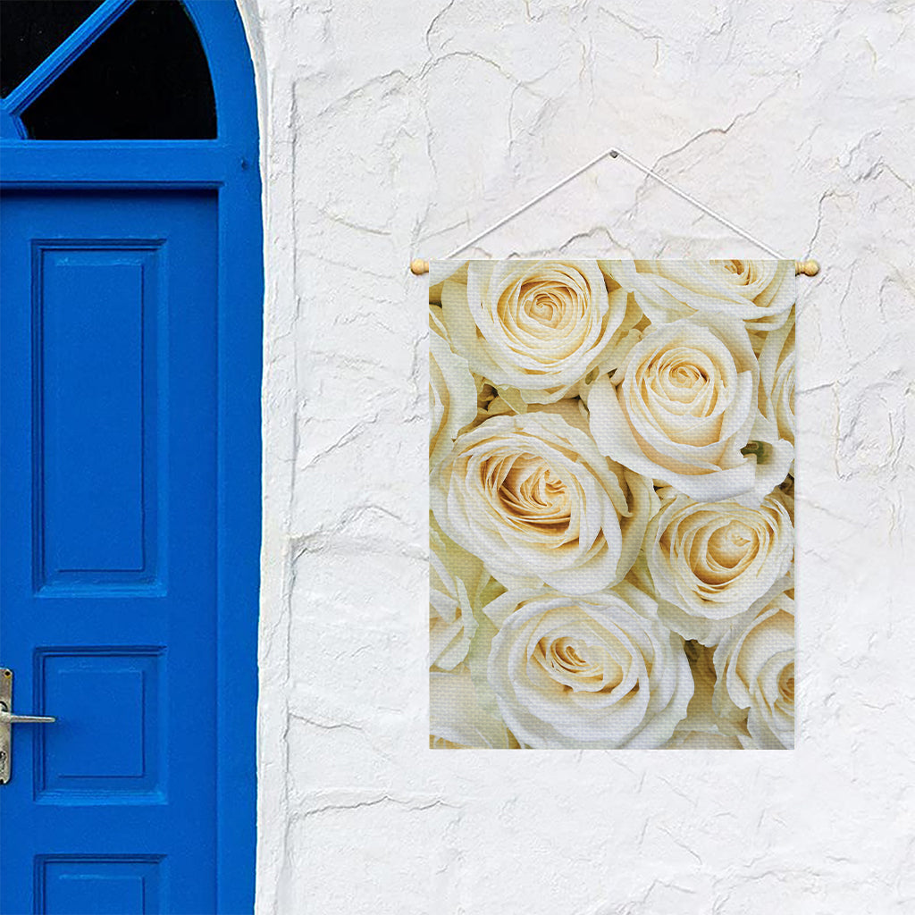 White Rose Print Garden Flag