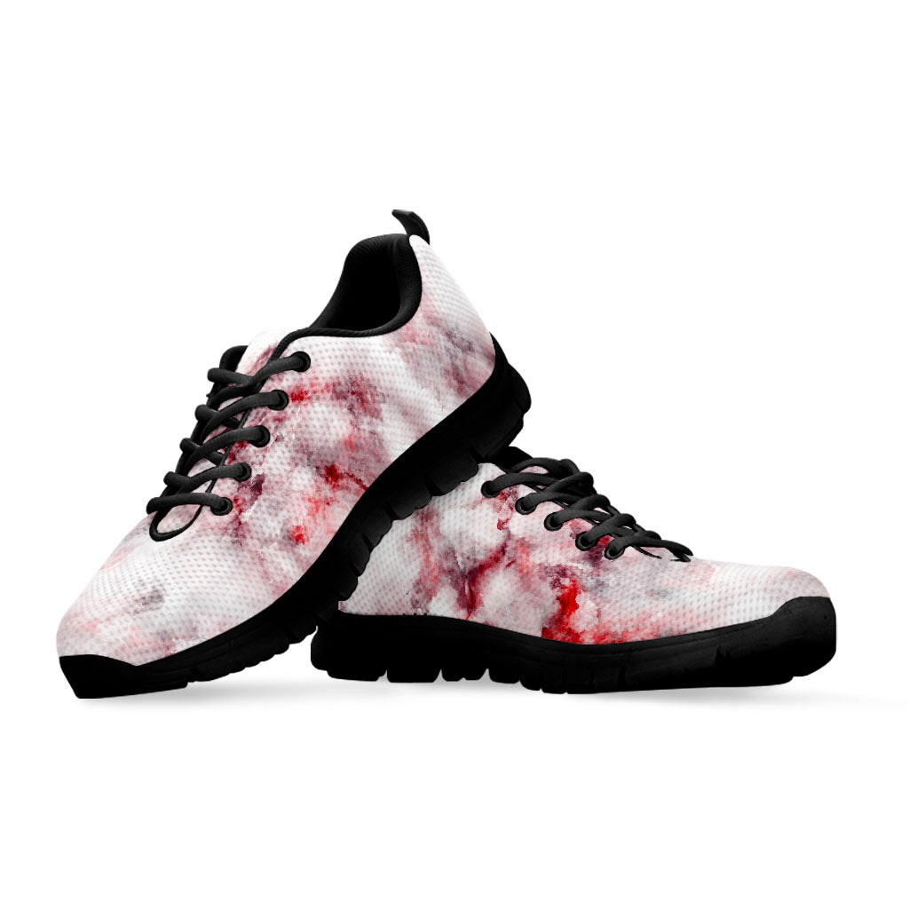 White Ruby Marble Print Black Running Shoes