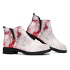 White Ruby Marble Print Flat Ankle Boots