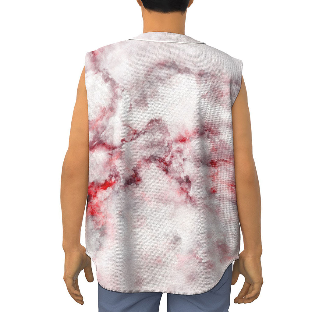 White Ruby Marble Print Sleeveless Baseball Jersey