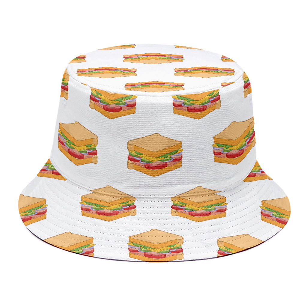 White Sandwiches Pattern Print Bucket Hat