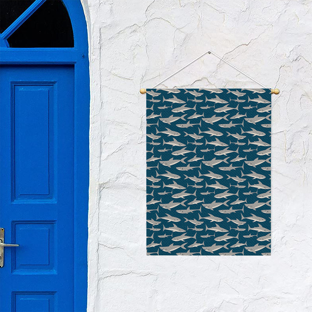 White Shark Pattern Print Garden Flag