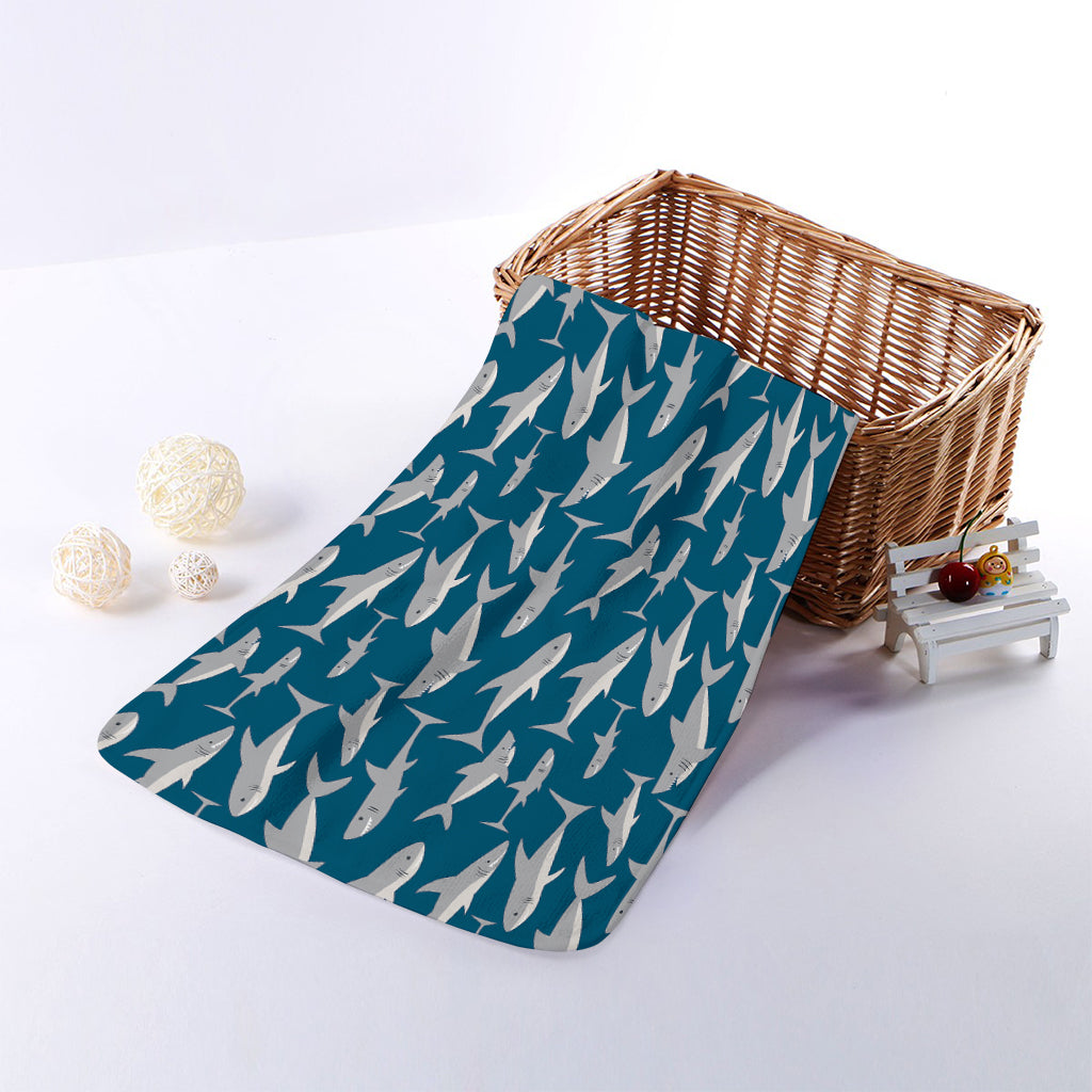 White Shark Pattern Print Towel