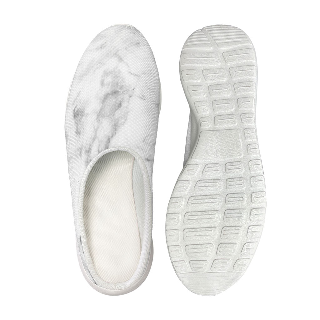 White Smoke Marble Print Mesh Casual Shoes