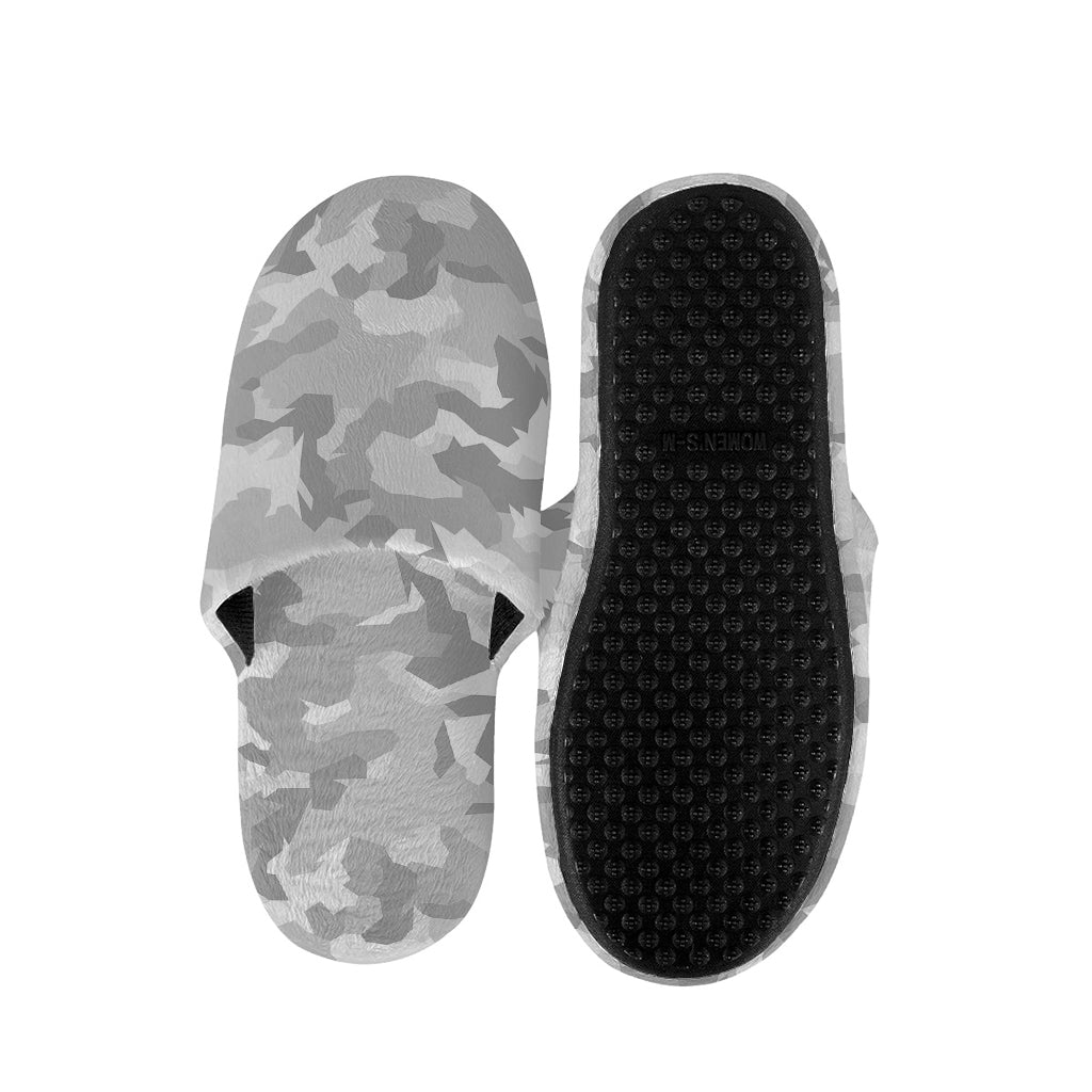 White Snow Camouflage Print Slippers