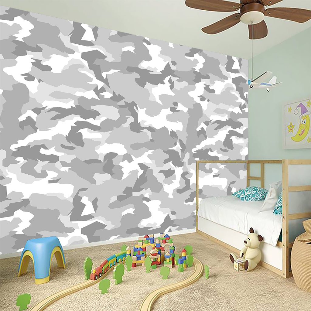 White Snow Camouflage Print Wall Sticker