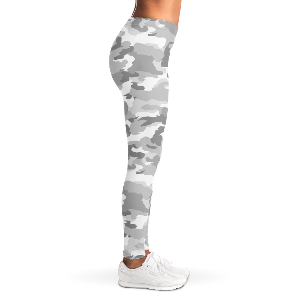 White Snow Camouflage Print Women's Leggings
